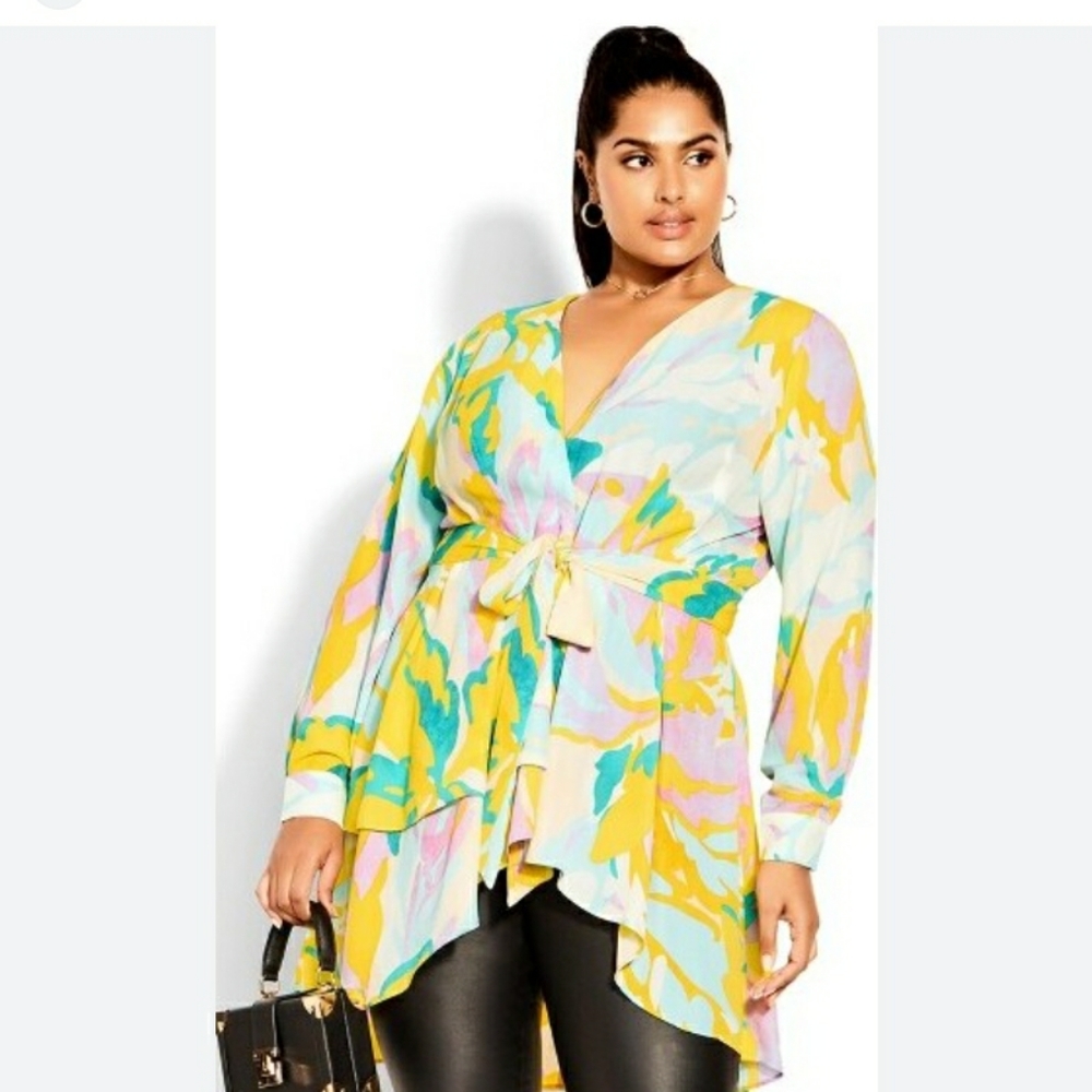City Chic Tropical Tunic Plus Size 14 NWT Longsleeve